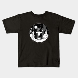 Black and White Abstract Cow Kids T-Shirt